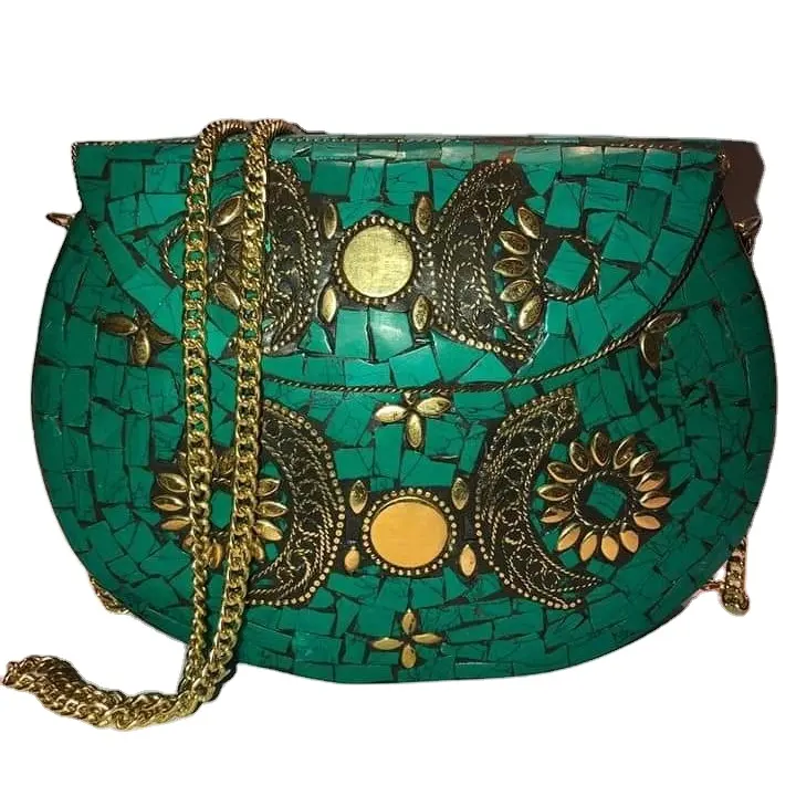 New Arrival India ethnic metal clutch bags Evening Designer Clutch Bag Handbag