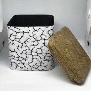 Vela de hierro de Metal con diseño de lujo, bote de resina impreso para fabricación de velas, vela de alta calidad con tapa de madera - Product Image 3