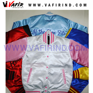 Chaqueta Bomber de satén bordada, personalizada, de béisbol, universidad, venta al por mayor - Product Image 5