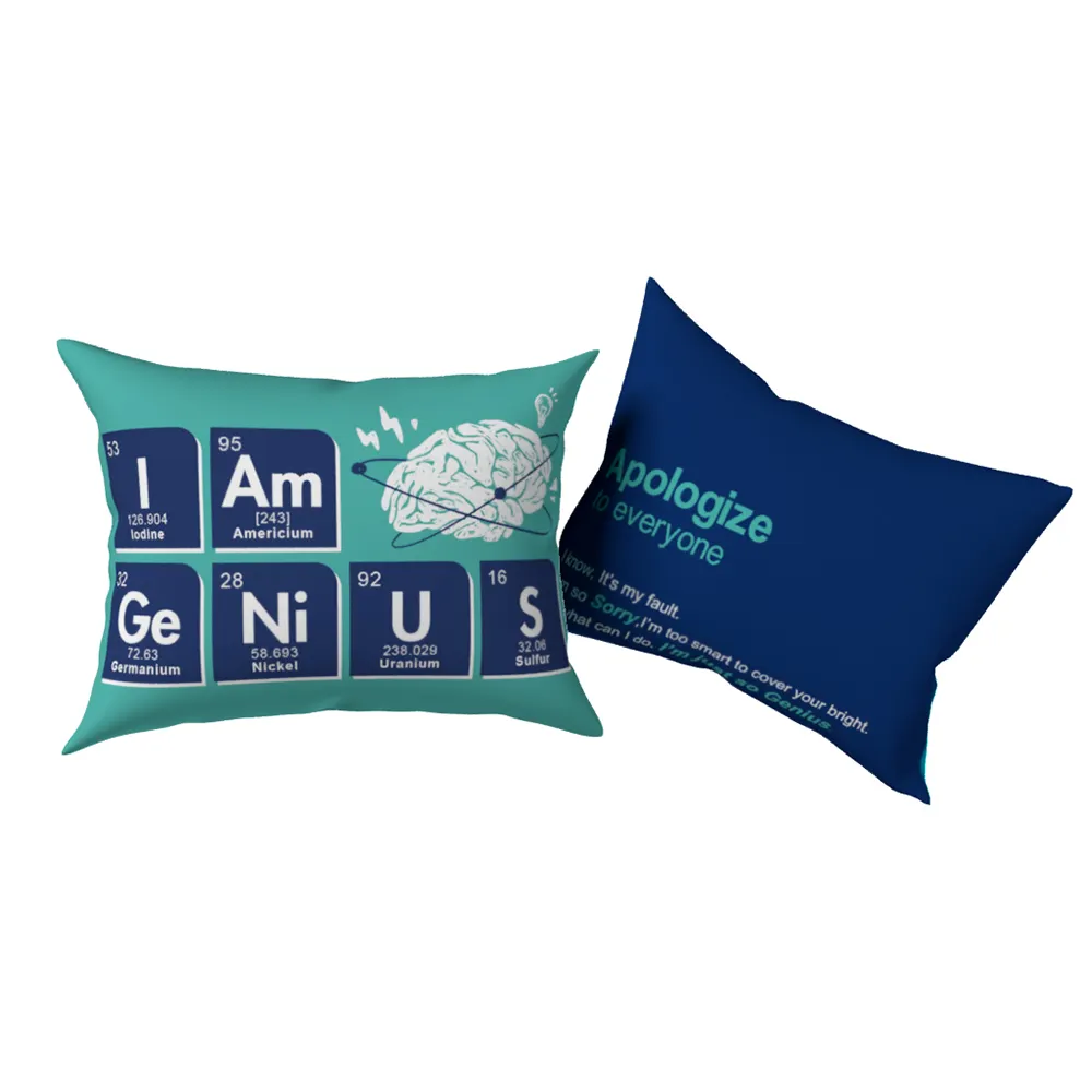 New Mr. Sci Science Factory periodic table chemical elements pillow I Am GeNiUS pattern for science gift