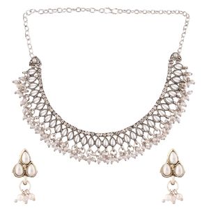 Indian Jewelry Oxidized Boho Vintage Antique Choker Multi Layer <b>Chain</b> Necklace <b>Earrings</b> Set for Women - Product Image 1