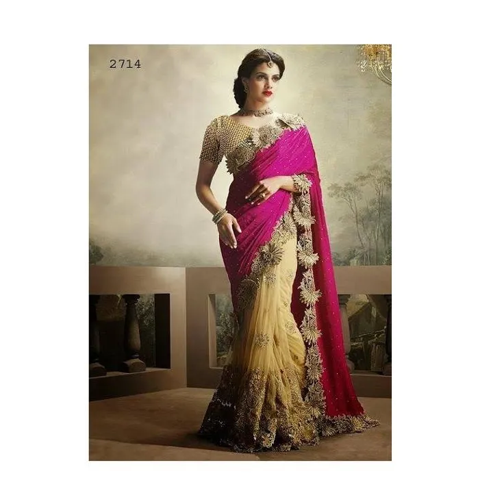 Этническая одежда, новейшая Дизайнерская одежда для вечеринки, дизайнерское Шелковое Сари с вышивкой и блузкой, индийская Женская одежда, сари