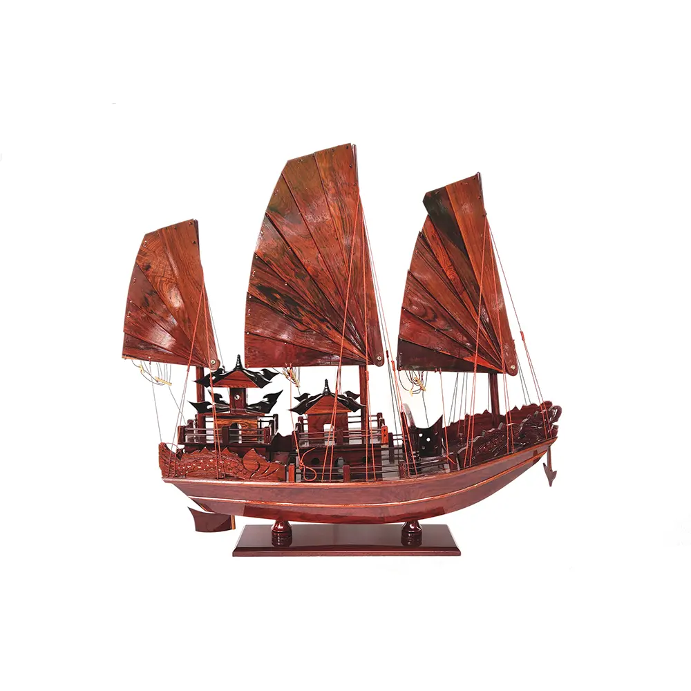 Artesanía de decoración para cualquier ocasión, artesanías de madera de Color madera Natural, Ha Long Dragon, IH006 velero de madera, Europa
