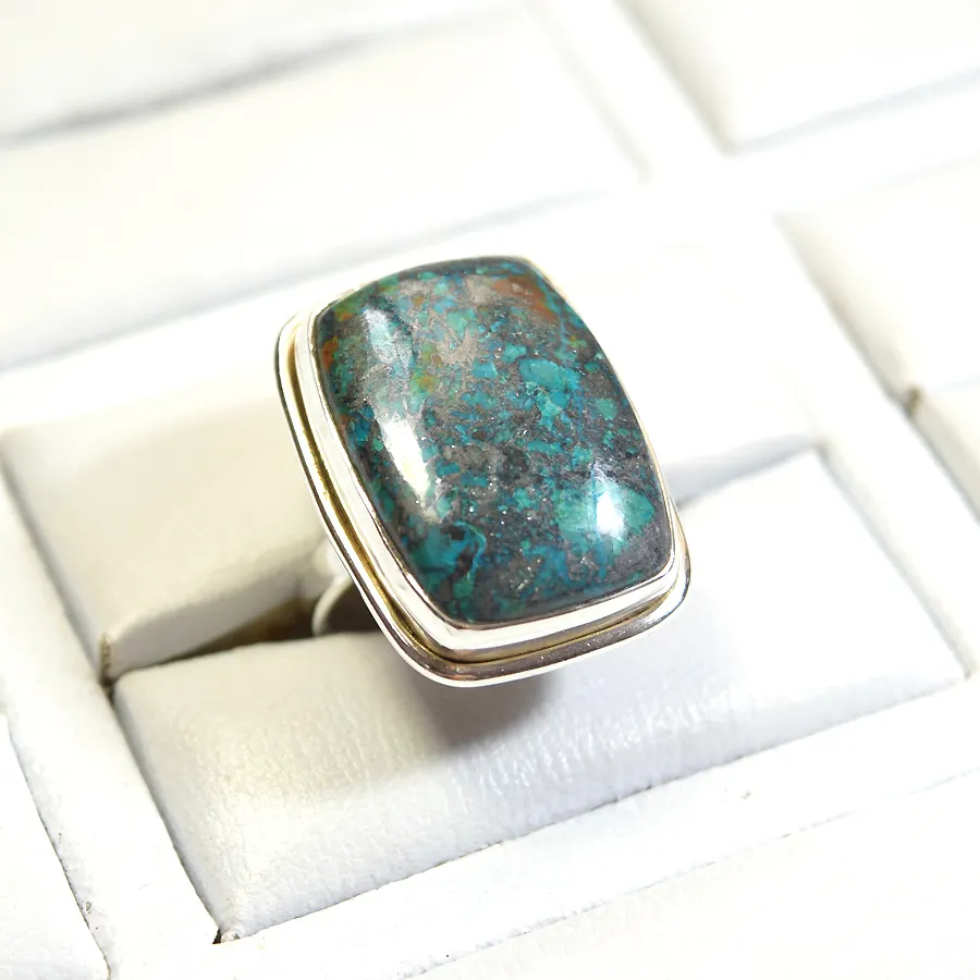 925 Sterling Silver Jewelry Azurite Stone Ring Wholesale Jewelry