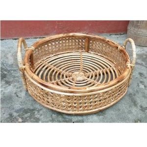 Bandeja DE SERVICIO DE CAÑA redonda de diseño, material natural en varios tamaños para uso doméstico y hotelero - Product Image 3