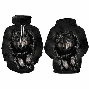 Wholesale Price Unisex Breathable Hoodie 3D Print Wolf Sweatshirt Casual Loose <b>Jumpers</b> <b>Pullover</b> Hoodie Made in Pakistan - Product Image 2