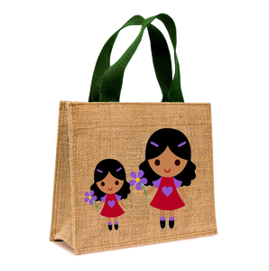Bolsa de la compra grande de yute con asa de cinta tejida impresa de moda fabricada en Bengala Occidental, India - Product Image 1
