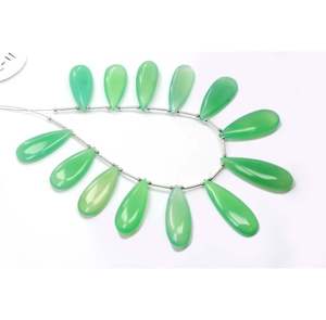 Cuentas de piedra suelta de Calcedonia crisoprasa verde de 13 piezas de alta calidad cuentas Premium trenzadas en forma de pera suave - Product Image 4