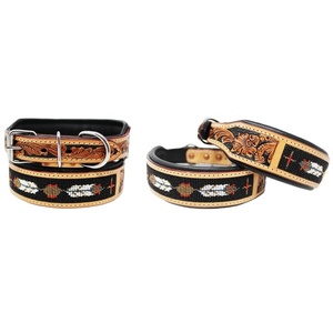 Collar de piel con relleno suave hecho a mano para perro, Collar de piel con tallado a mano y diseño de cuentas, hecho a mano - Product Image 1