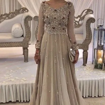 -Stylish-kat uzunluk elbise için parti aşınmaya elbise ile güzel aplike çalışma için parti/düğün = 2021