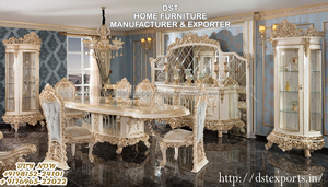 Juego de Comedor Moderno de Madera de Teca de Lujo Estilo Rococó Italiano, Muebles de Comedor Clásicos Tallados de Alta Gama - Product Image 6