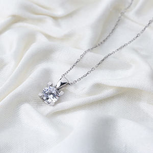 Colgante de Piedra de circón con cuatro garras cuadradas para mujer, joyería de plata de ley 925 turca, Collar de plata - Product Image 2