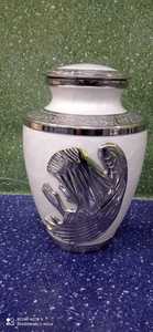 BRASS ANGEL PRAYING ENGRAVED WHITE CREMATION URN <b>FUNERAL</b> <b>SUPPLIES</b> Brassworld India - Product Image 6