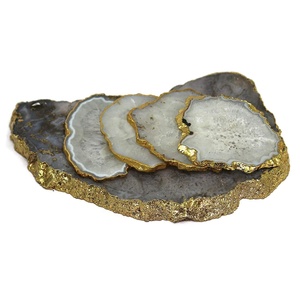 Plateau en pierre de haute qualité, agate noire, pierre naturelle dorée, plateau en pierre de cristal, plateaux de pierres de guérison, agate, grossiste - Product Image 2