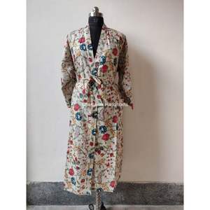 Femmes élégant Floral main bloc imprimé longue Robe Robe Kimono multicolore Hippie bohème grande taille vêtements de nuit en gros pour - Product Image 3