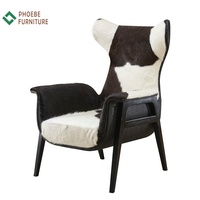 Fauteuil de salon en cuir avec oreilles moderne, en poil de cheval, pour hôtel et maison, livraison gratuite