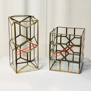 Gold Plated Metal Frame T Light <b>Candle</b> <b>Holder</b> Lantern Wedding <b>Candle</b> Lantern for Indoor and Outdoor <b>Garden</b> Decoration - Product Image 6