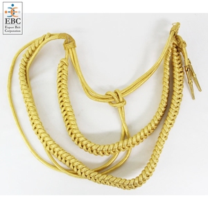Cordon en Mylar doré, fil français, aiguillette à double pointe métallique, tricoté à la main, avec boules de polyester et de laine pour cordons d'uniforme - Product Image 6
