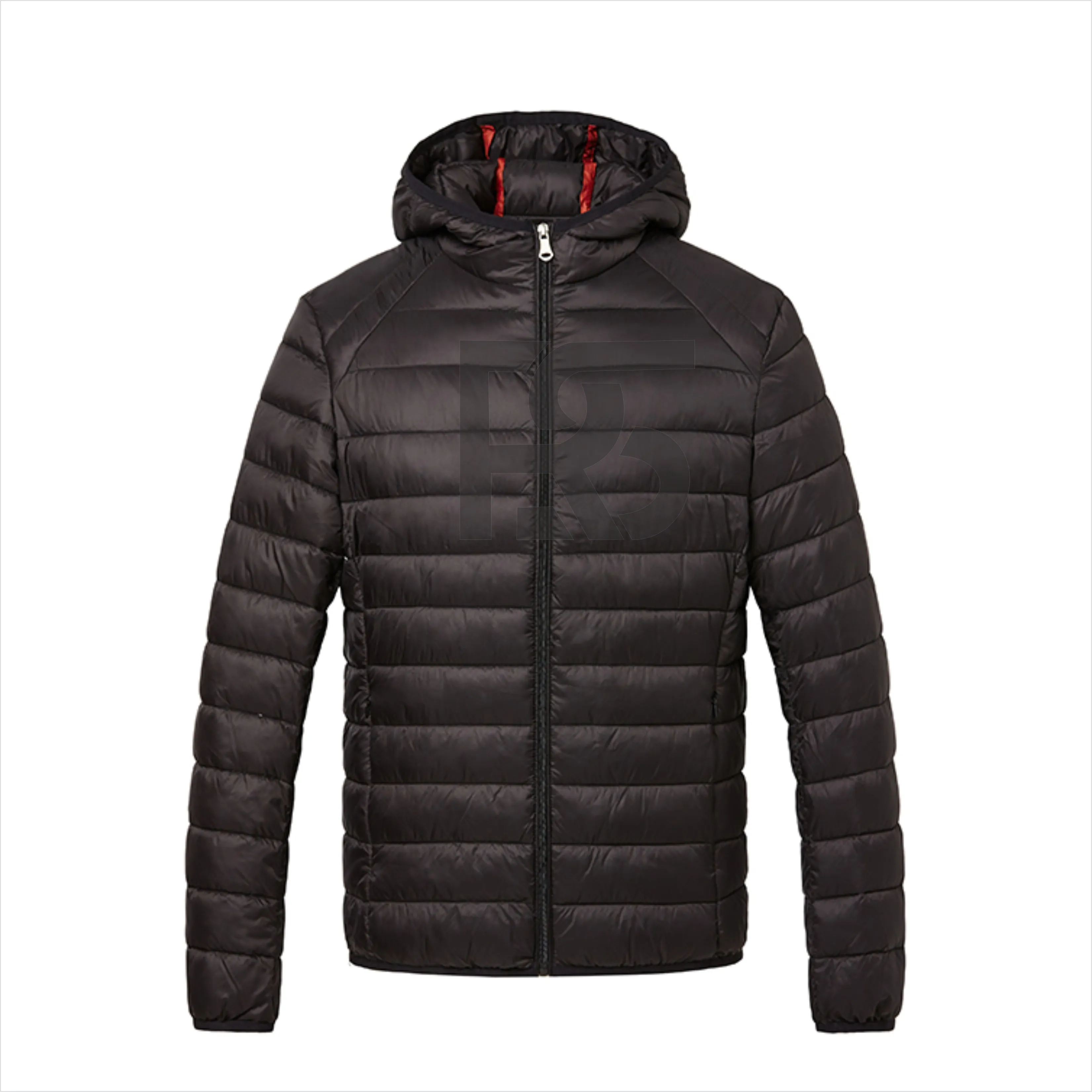 Factory OEM custom brand logo black quilted padded puffy jacket wholesale windproof winter bubble puffer man jacket with hoodie