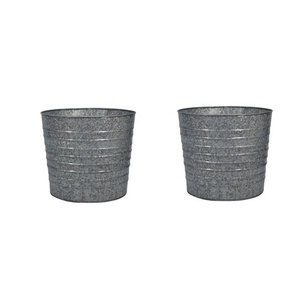 Boîte d'rabotteuse de vitres en métal galvanisé, conteneur rond et court, bac à plantes décoratives en métal - Product Image 2