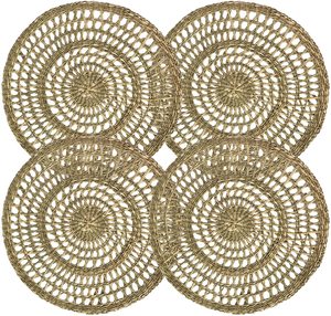 Vietnam Natural Seagrass Round <b>Woven</b> <b>Placemats</b> and Pads Set Handmade Silicone Home Wedding and Bar Decor Wholesale - Product Image 4