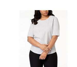 Camiseta lisa suave y elegante para mujer, de Color sólido de talla grande Camiseta holgada, camiseta de gran tamaño - Product Image 4