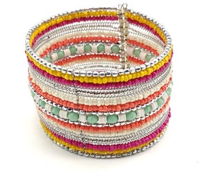 Brazalete con apertura Vintage bohemio para mujer, pulsera de cuentas de semilla hecha a mano, accesorios de moda de la India - Product Image 2