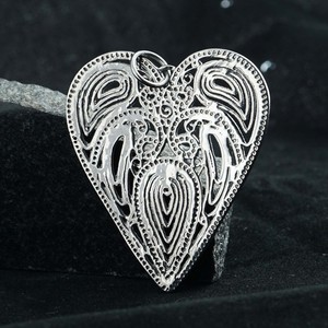 Collar con colgante de corazón de diseño de diamante oxidado, plata 925, venta al por mayor - Product Image 3