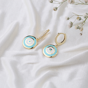 Abalorio esmaltado a la moda, Diseño Artesanal turco, pendientes colgantes de Plata de Ley 925, joyería - Product Image 3