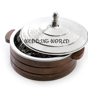 Pot en métal au design arabe Casserole de designer faite à la main à double paroi Forme ronde Nouveau chauffe-plats en métal de luxe - Product Image 2