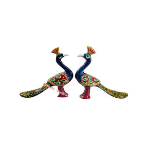 Pintado a mano decorativo meenakari estatua del Pavo Real - Product Image 1