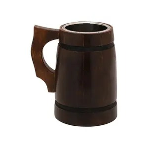 Wooden Ecofriendly Beer Mug Classical Style Stainless Steel Big Size Beer Mug For Sale Latest Trend Manufacturer