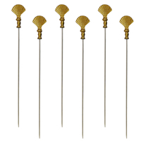 Kit de brochettes de barbecue en laiton motif cheval de mer 3-5-Not non revêtues, faciles à nettoyer