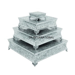 แท่นวางเค้กโลหะอลูมิเนียมสำหรับใช้ในบ้านงานเลี้ยงฉลองครอบครัวชุดวางเค้กโลหะ4ชิ้นแบบอเนกประสงค์ - Product Image 1