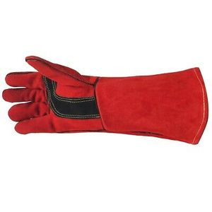 Guantes largos de seguridad para soldadura, resistentes al calor, a prueba de fuego, para horno de piel de vaca, color rojo, precio directo de fábrica - Product Image 6