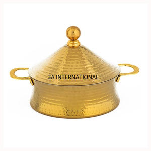 Marmite décorative de service d'acier inoxydable de finition plaquée par or martelée de conception pour le restaurant d'hôtel l'autre utilisation d'événement - Product Image 1