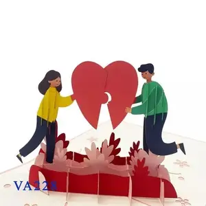 Tarjeta emergente de amor artesanal de alta calidad, saludo de San Valentín, Kirigami barato de Vietnam
