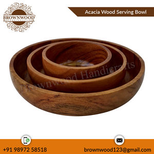 Leading Exporter of <b>Best</b> Quality Handmade Acacia Wooden Serving Bowl Set of 3 Handmade Bowls Manufacture in India - Product Image 2