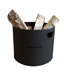 Seau à allume-feu en métal noir de qualité supérieure, fait main, forme ronde, pour jardin, seau à cendres en métal de luxe - Product Image 5