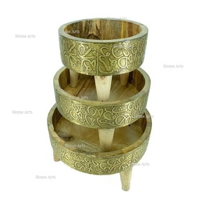 Juego de 3 Soportes para Tartas de Metal y Madera de la Más Alta Calidad, Soportes para Tartas y Postres de Tamaño Personalizado para Proveedor Mayorista - Product Image 1