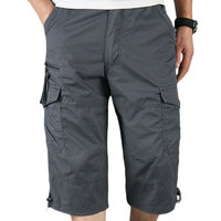 Shorts cargo longs décontractés pour hommes, grande taille, 100% coton toile, couleur unie, service OEM, respirant, séchage rapide, mode été automne