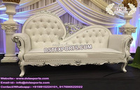 Canapé de mariage de luxe en or blanc italien, fauteuil de salon de mariage de luxe, trône artisanal en bois de teck, canapé de mariage Irlande