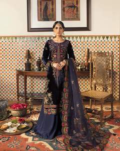 Colección de Shalwar Kameez, bordado frontal hecho a mano, indio, paquistaní - Product Image 5