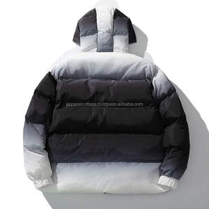 Veste coupe-vent d'hiver personnalisée pour hommes, veste en tissu zippé à capuche bicolore en coton rembourré à bulles pour la chasse, vente en gros - Product Image 6