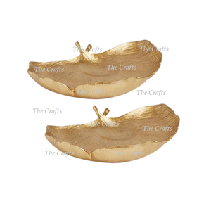 Plateau de vanité pour bijoux en aluminium en vrac ensemble de deux plateaux de service en forme de feuille personnalisés avec une qualité exclusive - Product Image 1