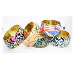 2010 agosto Feria Internacional de joyería muestra brazaletes de tono dorado antiguo conjunto de brazaletes para mujeres brazaletes de laca de vidrio texturizado - Product Image 5