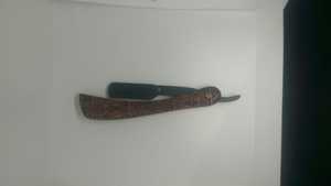 Oro Etiqueta Privada sandalias mango de madera y de peluquero de acero inoxidable recto maquinilla de afeitar Barbero de afeitar recta - Product Image 4