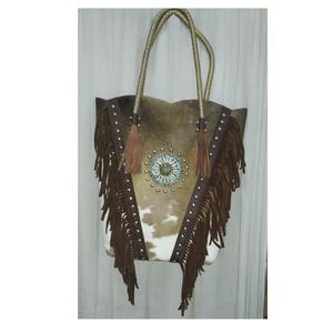 Quality Genuine Leather Shoulder <b>Bag</b> Women PU Leather Leather India Handcrafted Embossed <b>Fringes</b> <b>Bag</b> Wholesale Guru Kirpa Export - Product Image 2