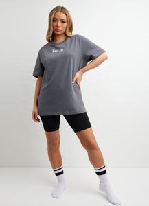 T-shirt long et ample de couleur gris fumée pour femmes, grande taille, vente en gros de t-shirts de sport pour femmes - Product Image 3