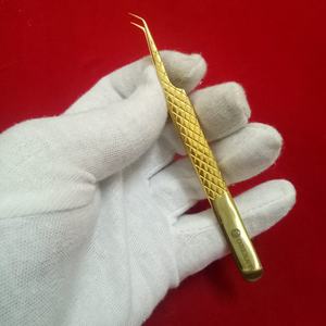 Pinzas para Extensión de Pestañas OBEXA OBT-54575444 de Acero Inoxidable de 45 Grados, Punta Puntiaguda con Agarre de Diamante, Serie Dorada, Pinzas para Volumen - Product Image 3